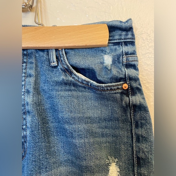 MOTHER Blue Cropped Distressed Jeans - Picture 9 of 16